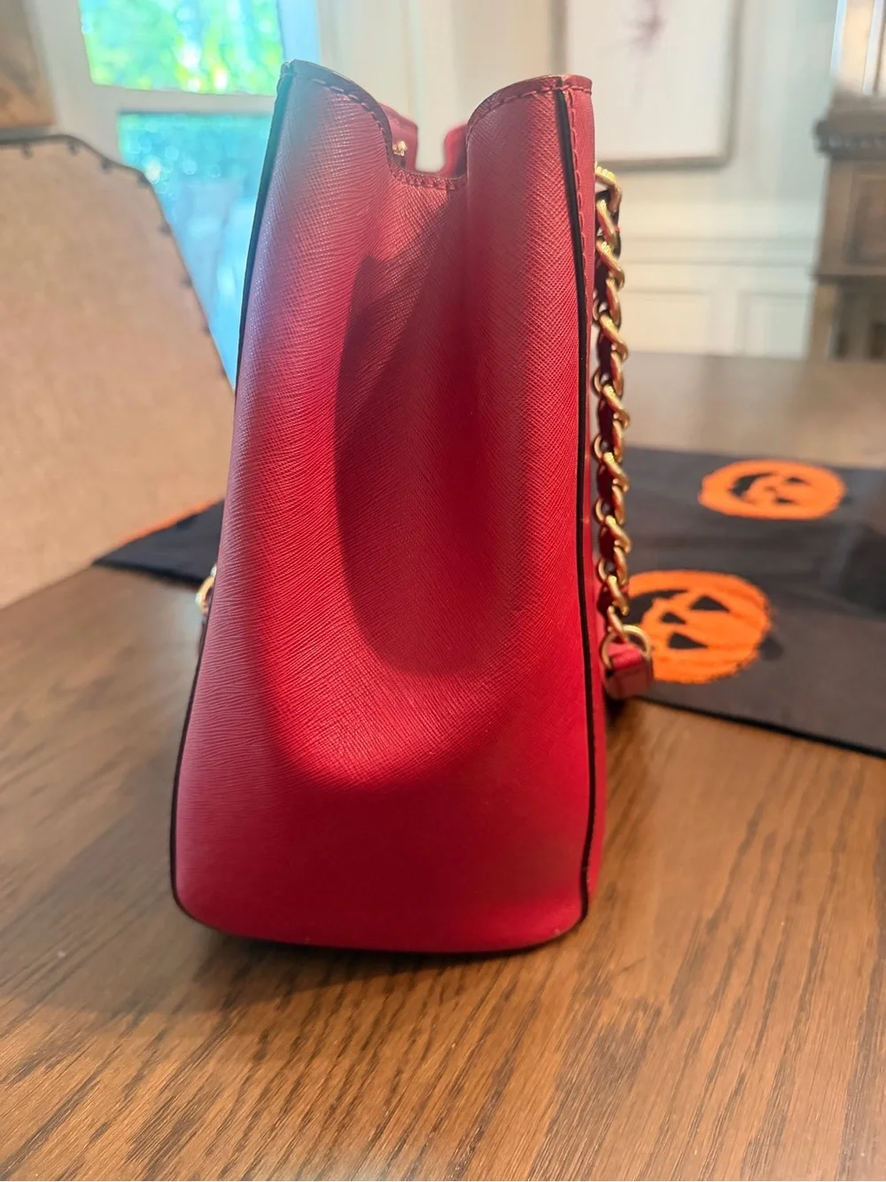 Michael Kors Cherry Susannah Large Saffiano Tote Shoulder Purse